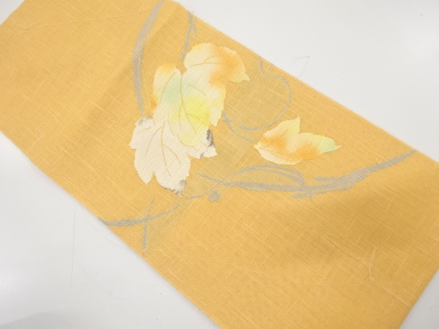 未使用品　紗　蔦の葉模様織り出し　名古屋帯